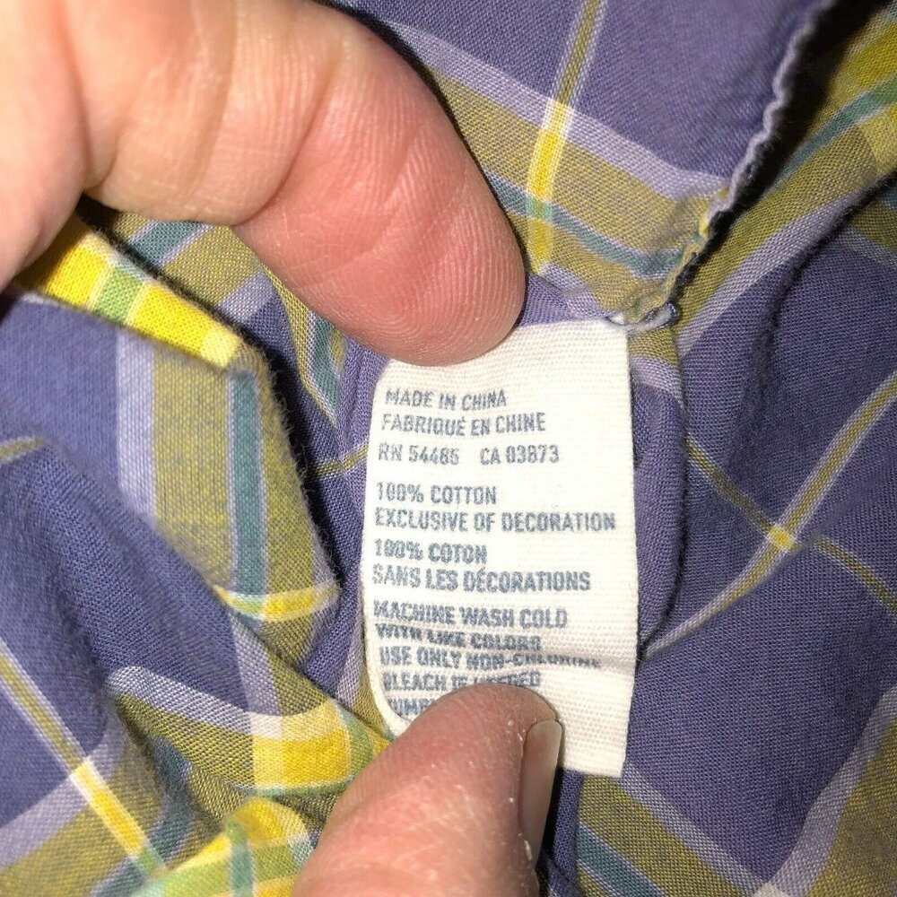 American Eagle Womens Size XXL Purple Plaid Long Sleeve Pearl Snap Shirt - Picture 9 of 9